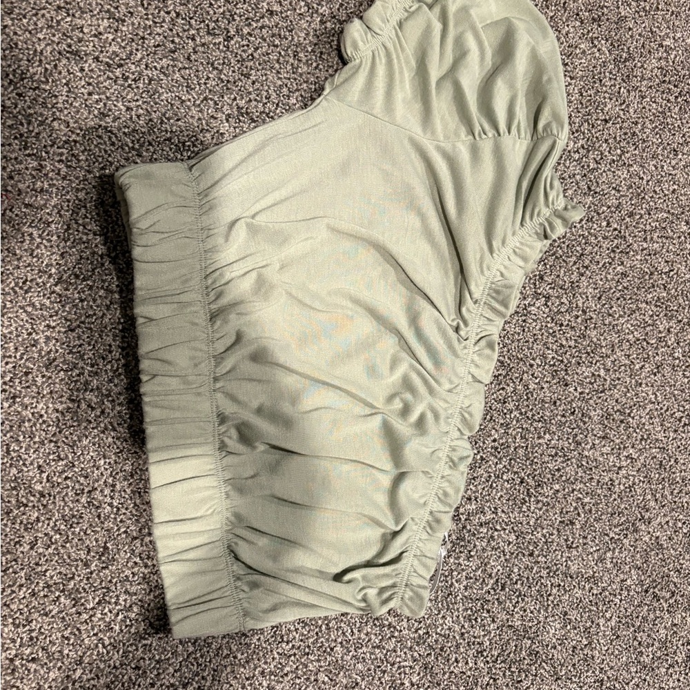 Vero Moda Light Sage Green Cropped Ruched Top